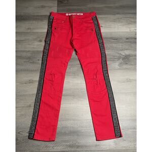 Argonaut Nations Men’s Side Rhinestones Stripe Moto Urban Skinny Jeans 32/32
